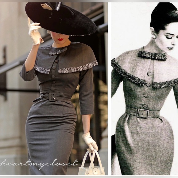 Pinup Couture Dresses & Skirts - Custom Pinup Grey Dress w Cape by HMC